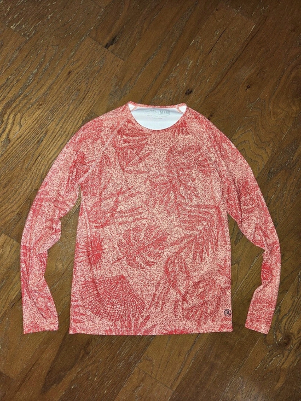Reel Life Womens UV T-Shirt Size M Coral Floral UPF UV Long Sleeve Performance